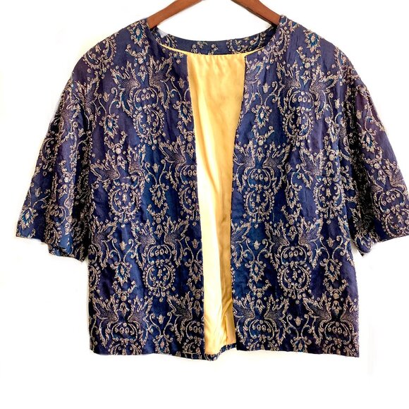 3568 Navy Blue Frill Hem Coat